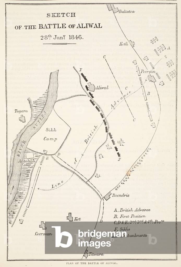 Sketch of the Battle of Aliwal, 28th January 1846, from 'Cassell's Illustrated History of England' (engraving)