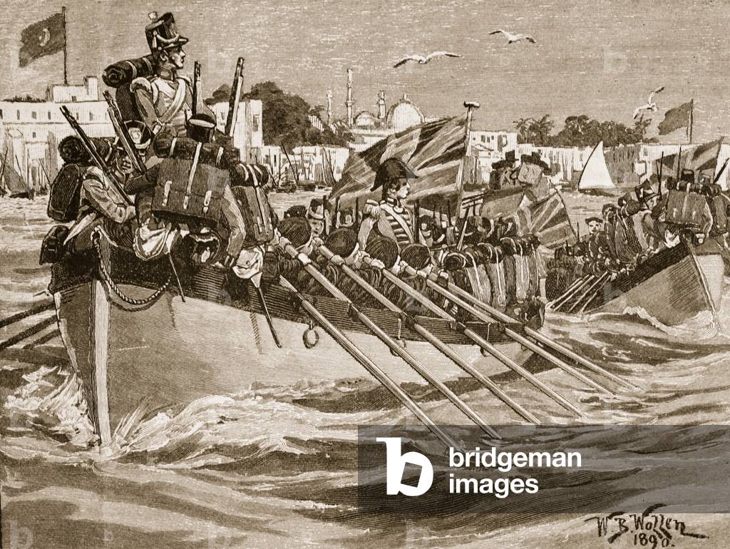 Departure of the British Troops from Alexandria, 1807, illustration from 'Cassell's Illustrated History of England' (engraving) (sepia photo)