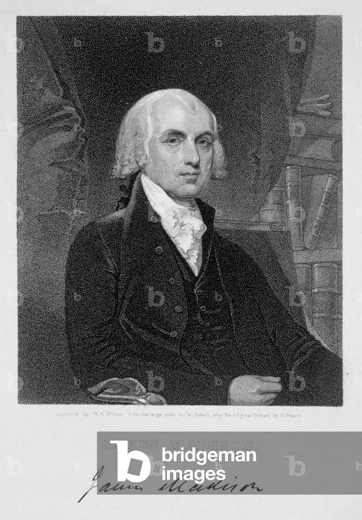 Portrait of James Madison, engraved by William A. Wilmer (c.1820-c.1855) after the print by David Edwin (1776-1841) (engraving)