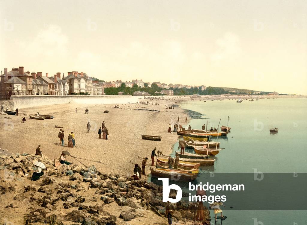 The beach, Exmouth (hand-coloured photo)