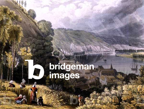 La Bouille, from 'Views on the Seine', engraved by Daniell Havel (1785-1826) published by R. Ackermann (1764-1834) 1821 (colour litho)