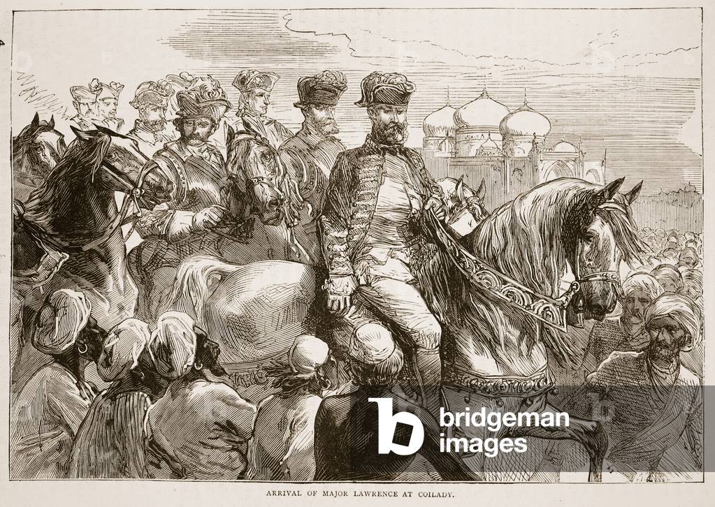 Arrival of Major Lawrence at Coilady, illustration from 'Cassell's Illustrated History of India' by James Grant, pub. 1879 (litho)