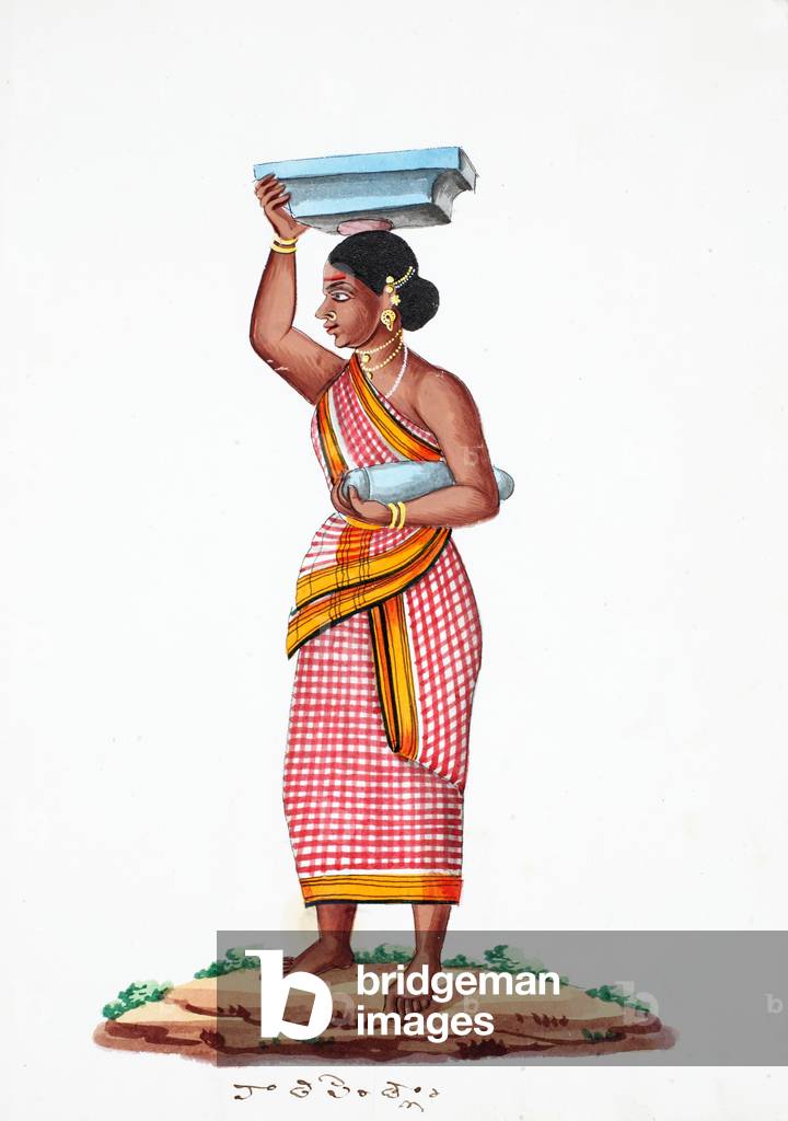 Carrying stone (w/c on paper)