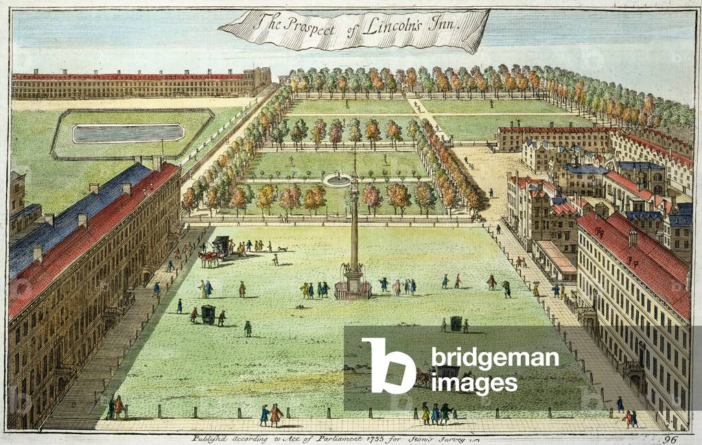 The Prospect of Lincoln's Inn, for 'Stow's Survey of London', pub. 1755 (engraving)