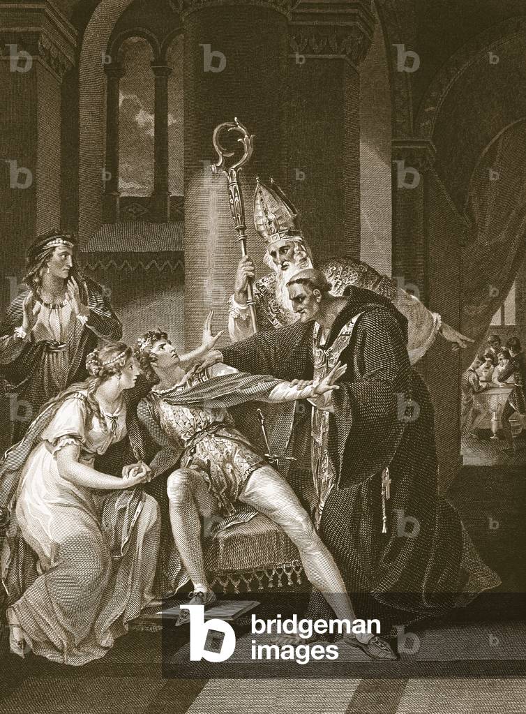 Edwy e Elgiva, inciso da Isaac Taylor, illustrazione da David Hume 'The History of England ', pub. di R. Bowye