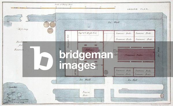 Plan of the hut occupied by expedition members, from 'Narrative of a Second Voyage in Search of a North-West Passage (1829-33)', by Sir John Ross (1777-1836), 1835 (engraving)