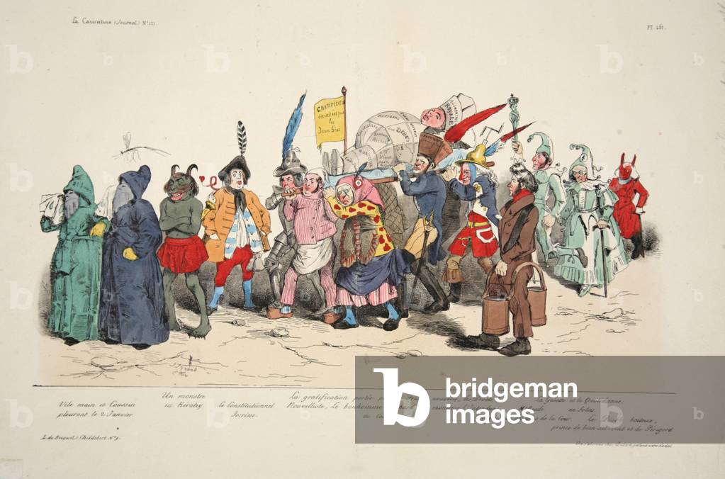 Ceremonie des Cendres Politique, from La Caricature, pub. 1833 (hand coloured lithograph)