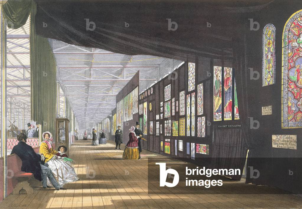 Stained Glass Gallery, from 'Dickinson's Comprehensive Pictures of the Great Exhibition of 1851', published 1854 (colour litho)