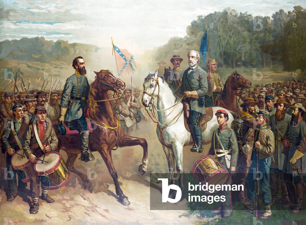 The Last Meeting between Generals Lee and Jackson, pub. 1879 (colour litho)