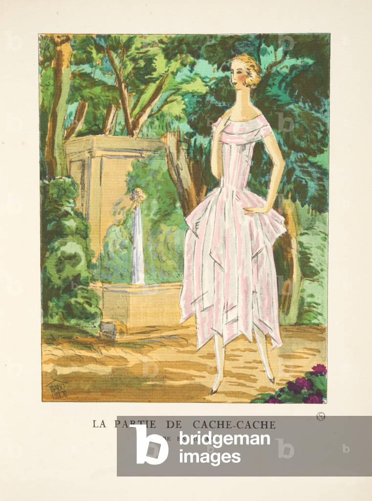 La Partie de Cache-Cache, from a Collection of Fashion Plates, 1921 (pochoir print)