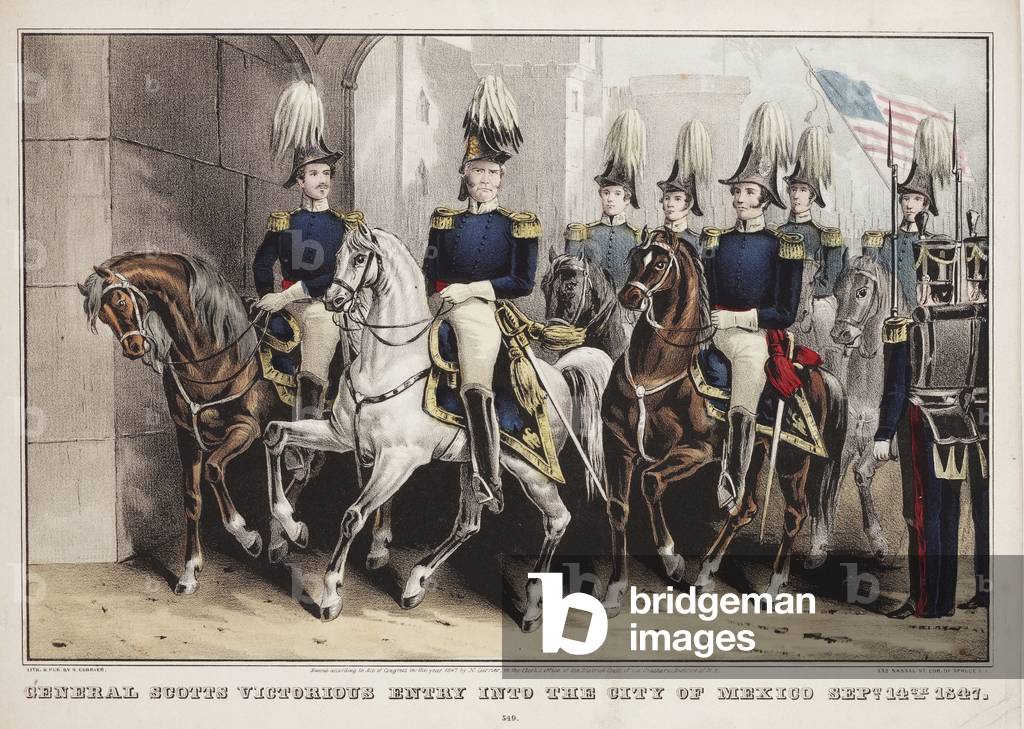 General Scotts Victorious Entry into the City of Mexico September 14th 1847, pub.  1847 (colour litho)