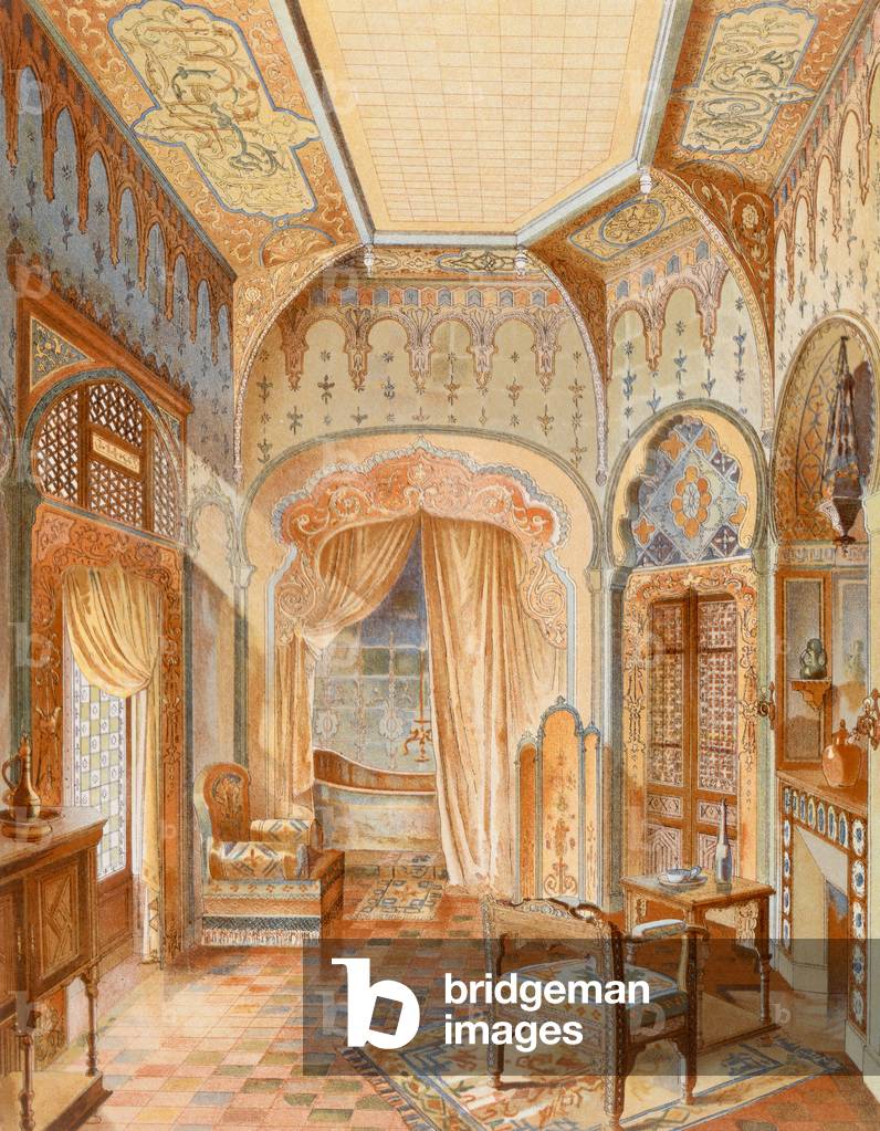 A Moorish style bathroom interior, illustration from 'La Decoration Interieure' published c.1893-94 (colour litho)