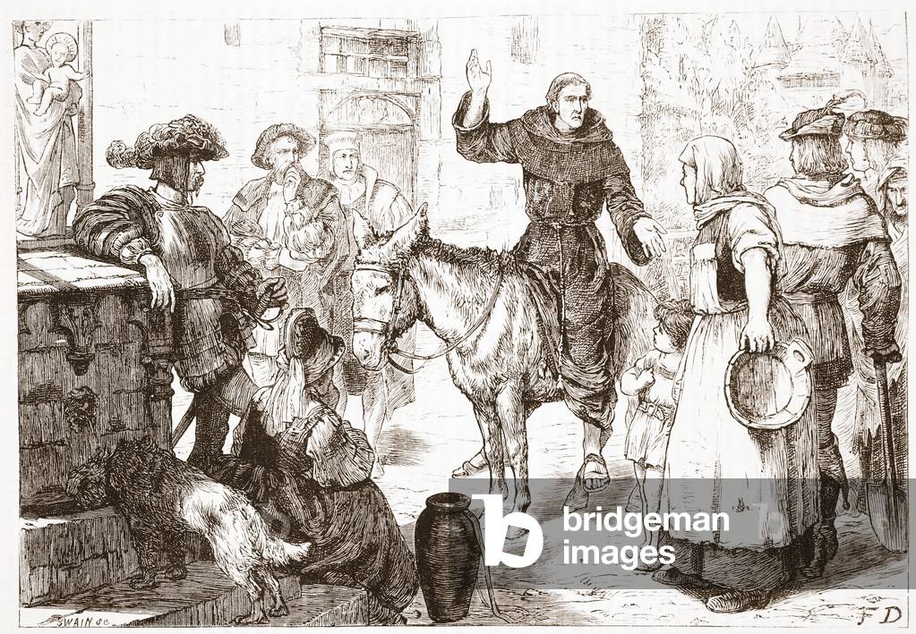Francis Lambert Preaching, illustration from 'The History of Protestantism' by James Aitken Wylie (1808-1890), pub. 1878 (engraving)