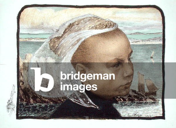 Head of a Breton Girl, 1897 , from 'L'Estampe Moderne', published Paris 1897-99 (colour litho)