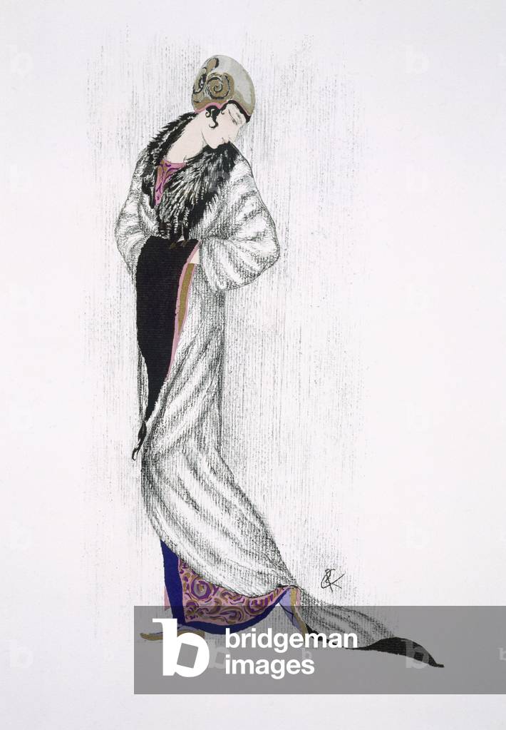 Immagine di Stampa "Design per un cappotto lungo (litografia a colori)", 20th Secolo