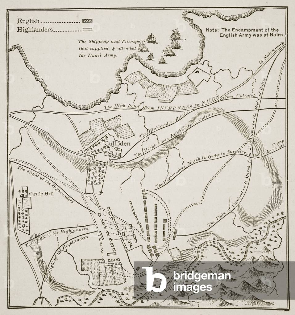 Plan of the Battle of Culloden, April 16th, 1746 (litho)