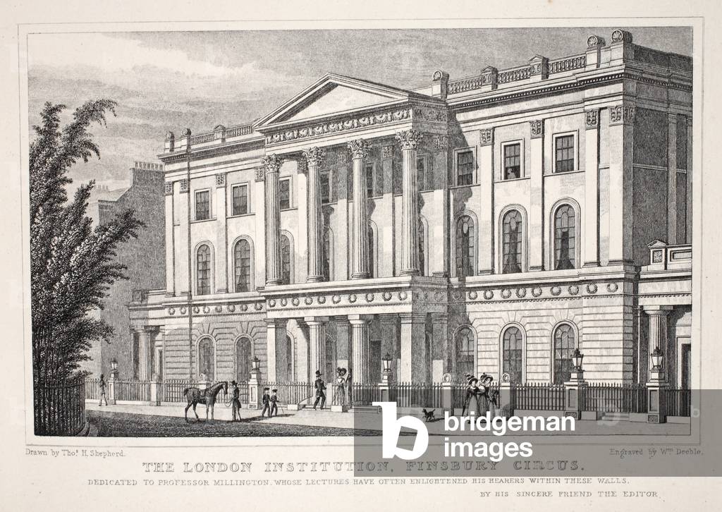 The London Institution, Finsbury Circus, from 'London and it's Environs in the Nineteenth Century' pub. Jones & Co., 1827-1829 (engraving)
