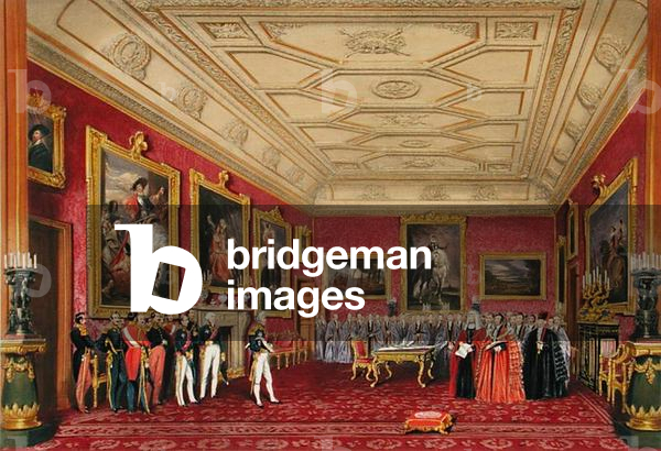 The Rubens Room, Windsor Castle - the King of France receiving an address from the Alderman, 1838 (chromolitho)