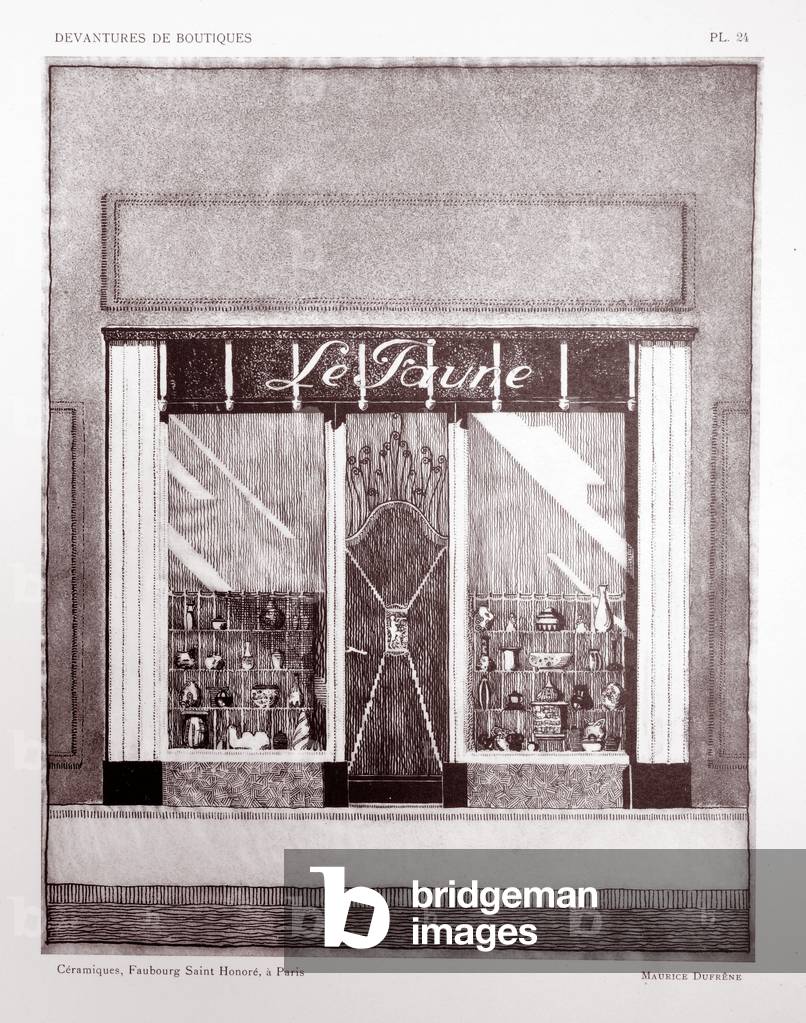 Ceramics shop front, Plate 24, illustration from 'Devantures de Boutiques' by Louis-Pierre Sezille, Paris, 1927 (litho)