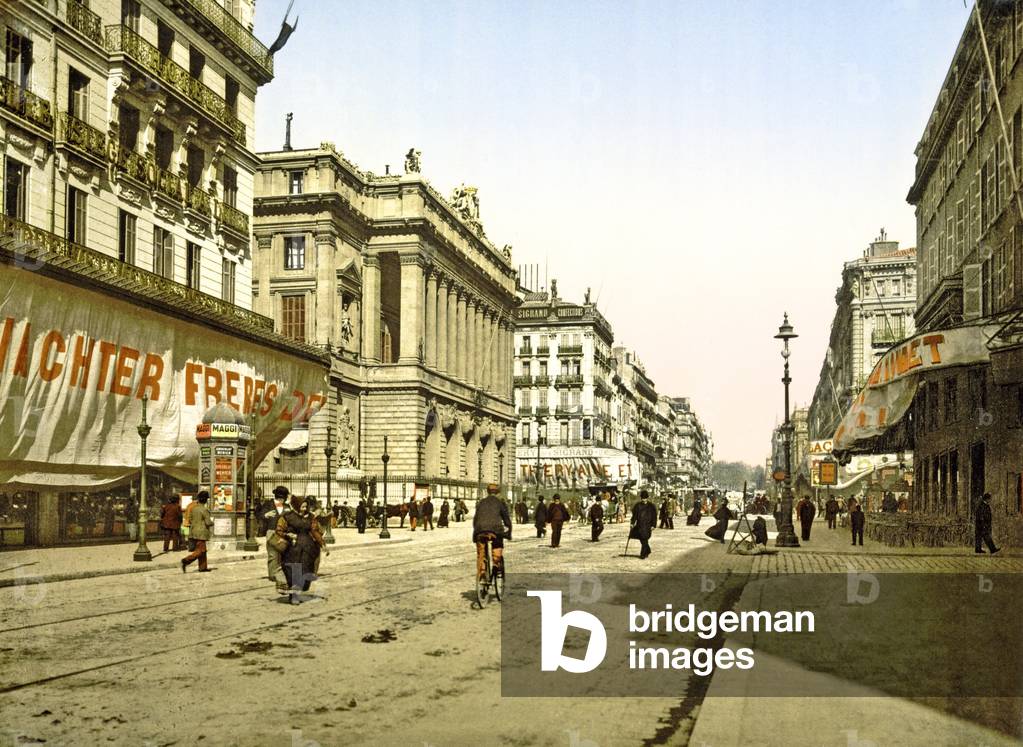 Palais de la Bourse on La Canebière in Marseilles, pub. c.1900 (colour litho)