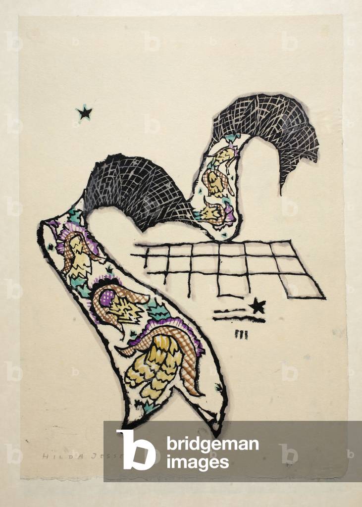Design, Plate 3, Book 8, illustration from 'Wiener Werkstatte Mode 1914/15', pub. Eduard Kosmack, Vienna, 1914-1915 (hand-coloured linocut)
