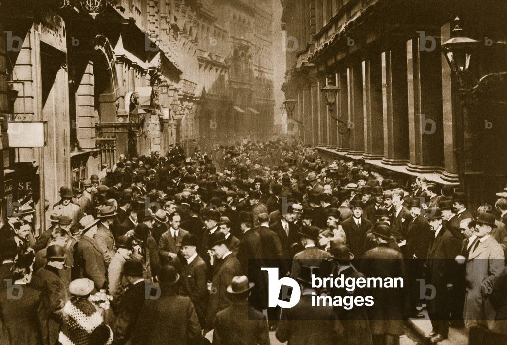 In Throgmorton Street beside the North wall of the London Stock Exchange (sepia photo)
