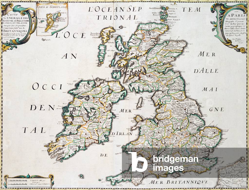 Map of Britain and Ireland, published Paris 1640 (engraving)