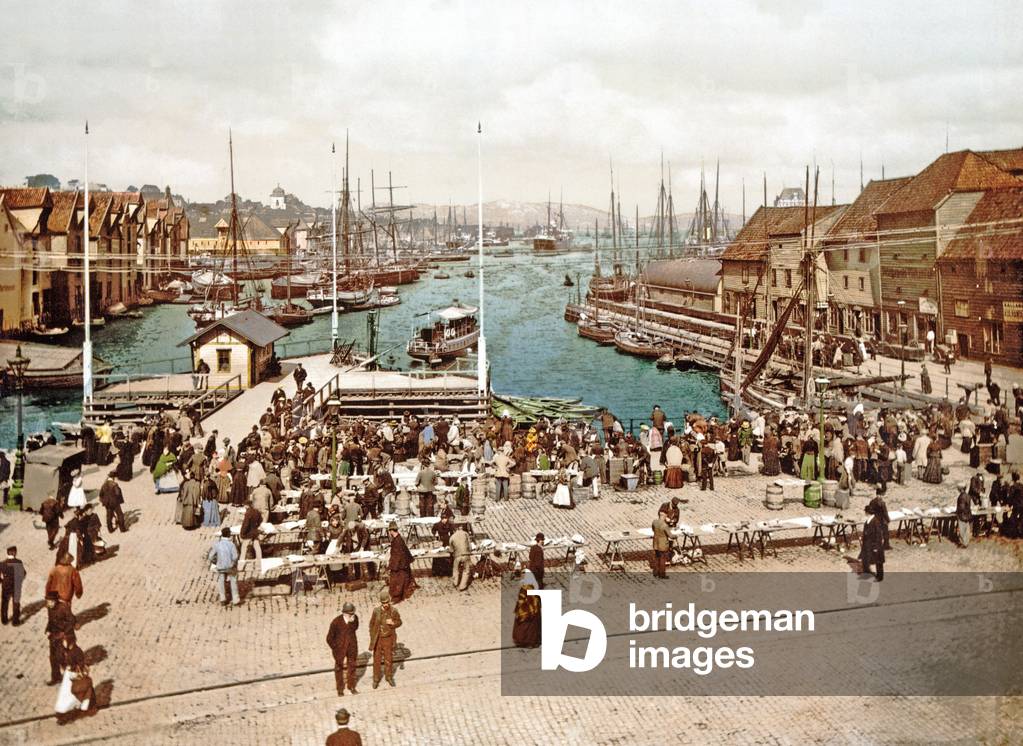 Fisketorget, Bergen, pub. c.1900 (colour litho)