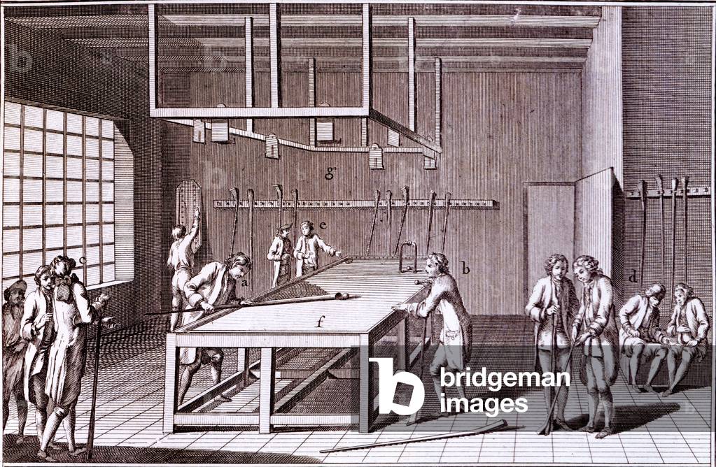 Form of Billiards played in France, mid 18th century (engraving)