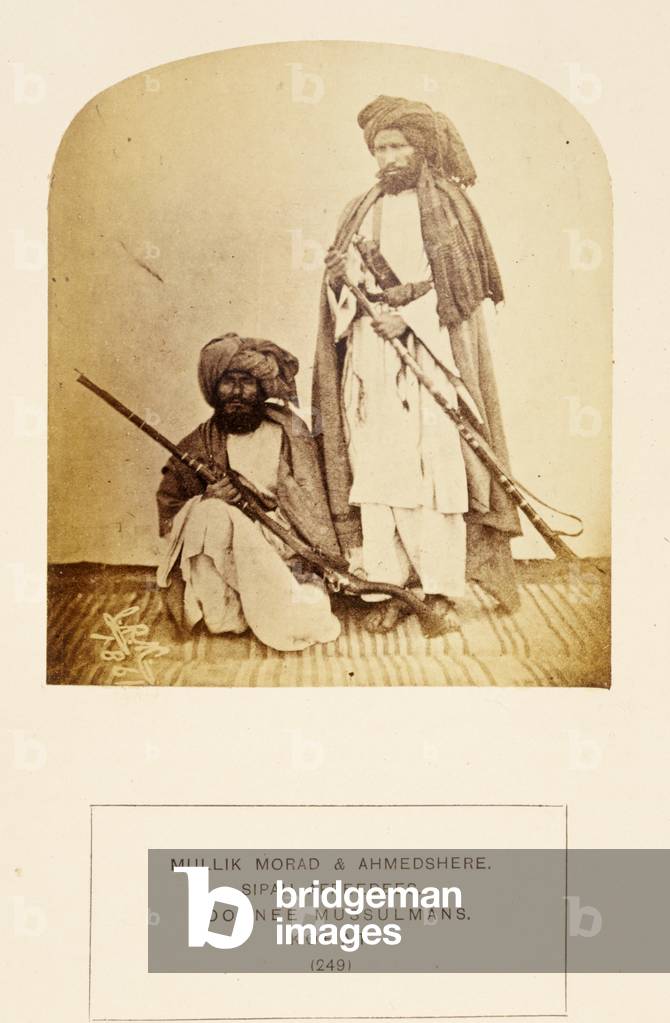 Mullik Morad and Ahmedshere, Sipah Afreedees, Soonnee Musulmans, Kohat, from 'The People of India', by J. Forbes Watson, published 1868 (albumen print)