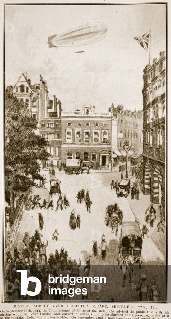 British Airship Over Leicester Square, September 22nd, 1914, 1914-19 (litho)