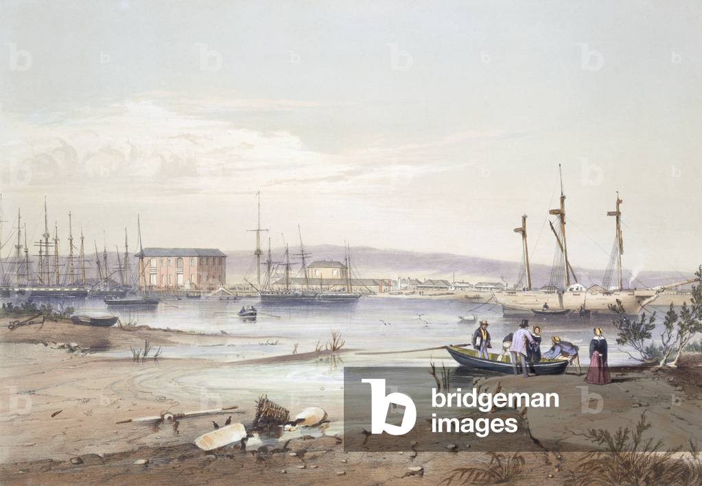 'Port Adelaide' from 'South Australia Illustrated' published 1847 (hand coloured engraving)