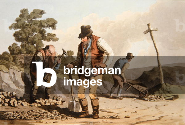 Stone Breakers, from `Costume of Yorkshire' engraved by Robert Havell (1769-1832) 1814 (colour litho)