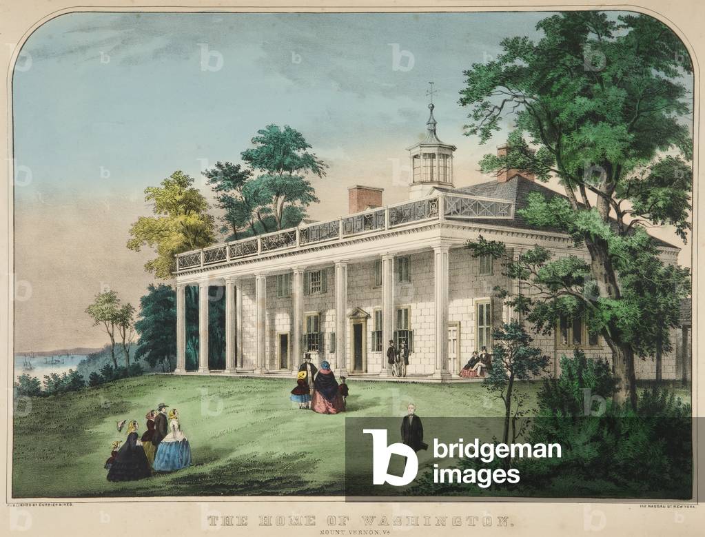 The Home of Washington, Mount Vernon, Va., pub. c.1857 (colour litho)