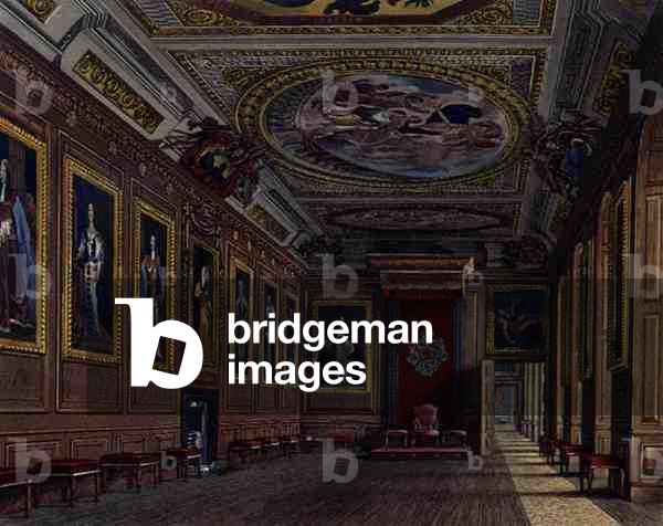 The King's Presence Chamber, Windsor Castle, from 'Royal Residences', engraved by W. J. Bennett, pub. by William Henry Pyne (1769-1843), 1818 (aquatint)