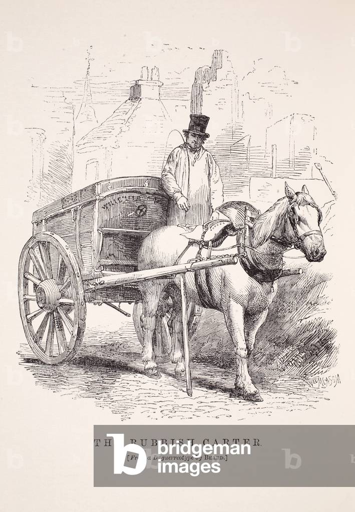 The Rubbish Carter, from the daguerreotype by Richard Beard, illustration from 'London Labour and London Poor' by Henry Mayhew, pub. 1862 (litho)