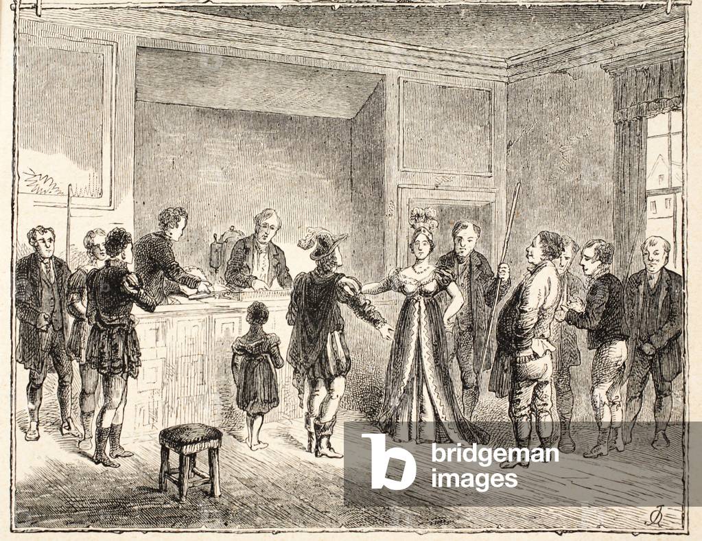 The 'Hand and Shears', A Case before the Court of Pie-Poudre, from a drawing dated 1811 (engraving)
