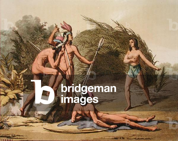 Natives of Guyana, from 'Le Costume Ancien et Moderne', by Jules Ferrario, published c.1820s-30s (colour engraving)