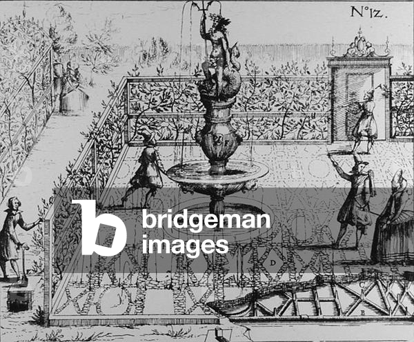 A fountain, from 'Architectura Curiosa Nova' by Georg Andreas Bockler (1617-85), 1670s, published 1703 (engraving) (b/w photo)