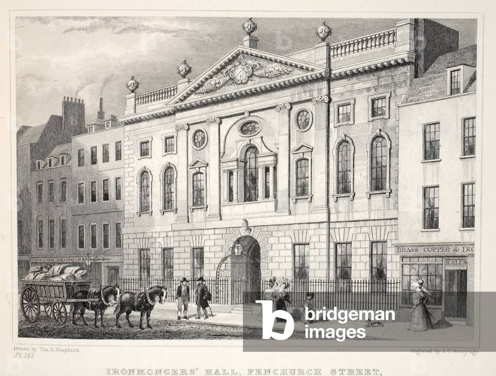 Ironmonger's Hall, Fenchurch Street, from 'London and it's Environs in the Nineteenth Century' pub. Jones & Co., 1827-1829 (engraving)