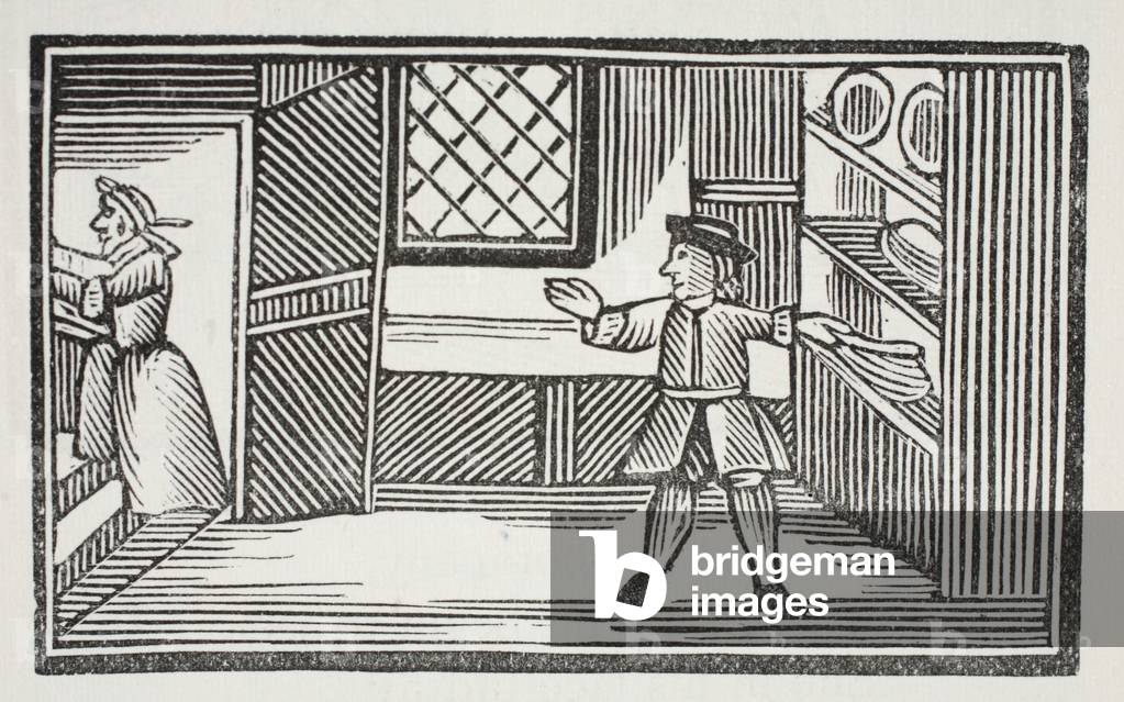 He went to the larder and helped himself to the bread and butter, illustration from 'Chap-books of the Eighteenth Century' by John Ashton, pub. 1882 (litho)