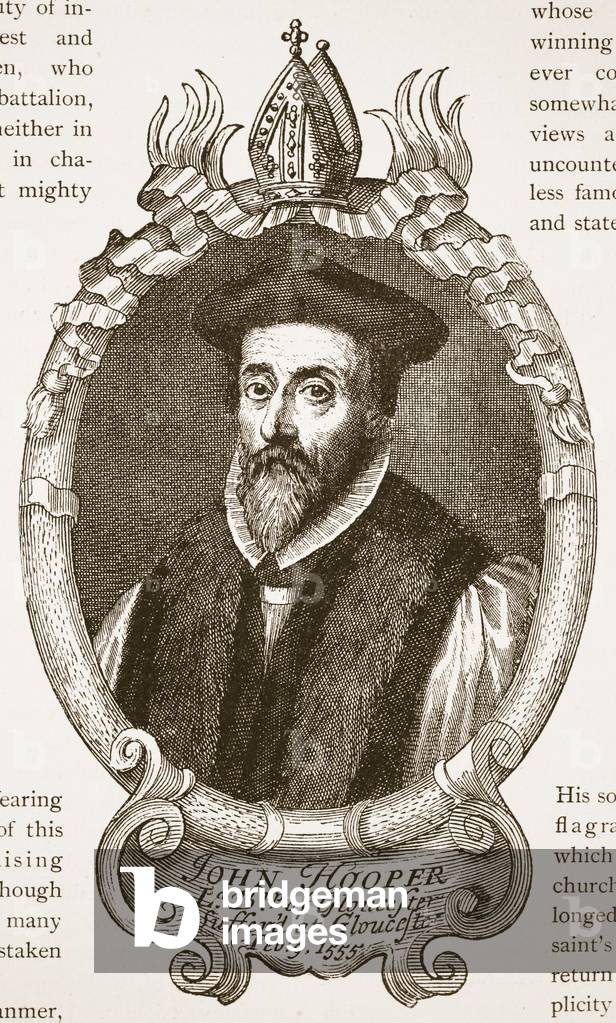 Bishop Hooper, illustration from 'The Church of England: A History for the People' by H.D.M. Spence-Jones, pub. c.1910 (litho) (sepia photo)