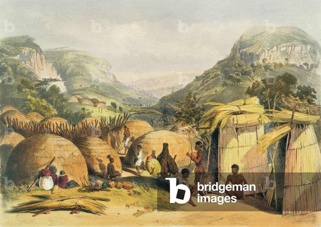 Inanda Kraal, Natal, Platte 25 aus „The Kafirs Illustrated“, 1849 (Litho)