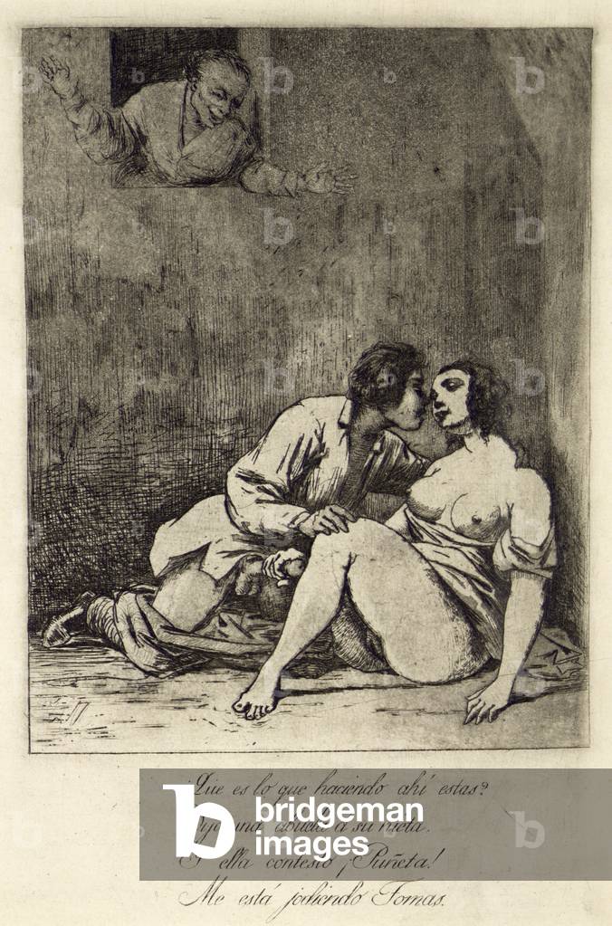 Zwei Liebende in einem Innenhof, 1880er Jahre (Litho)