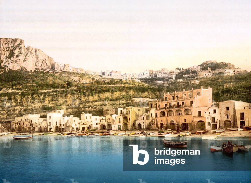 La Marina Grande e Capri (hand-coloured photo)