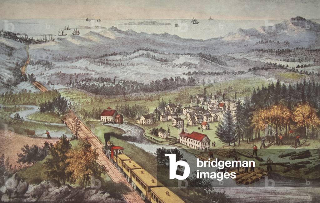 Railroad Through to the Pacific, pub. 1870, Currier & Ives (colour litho)