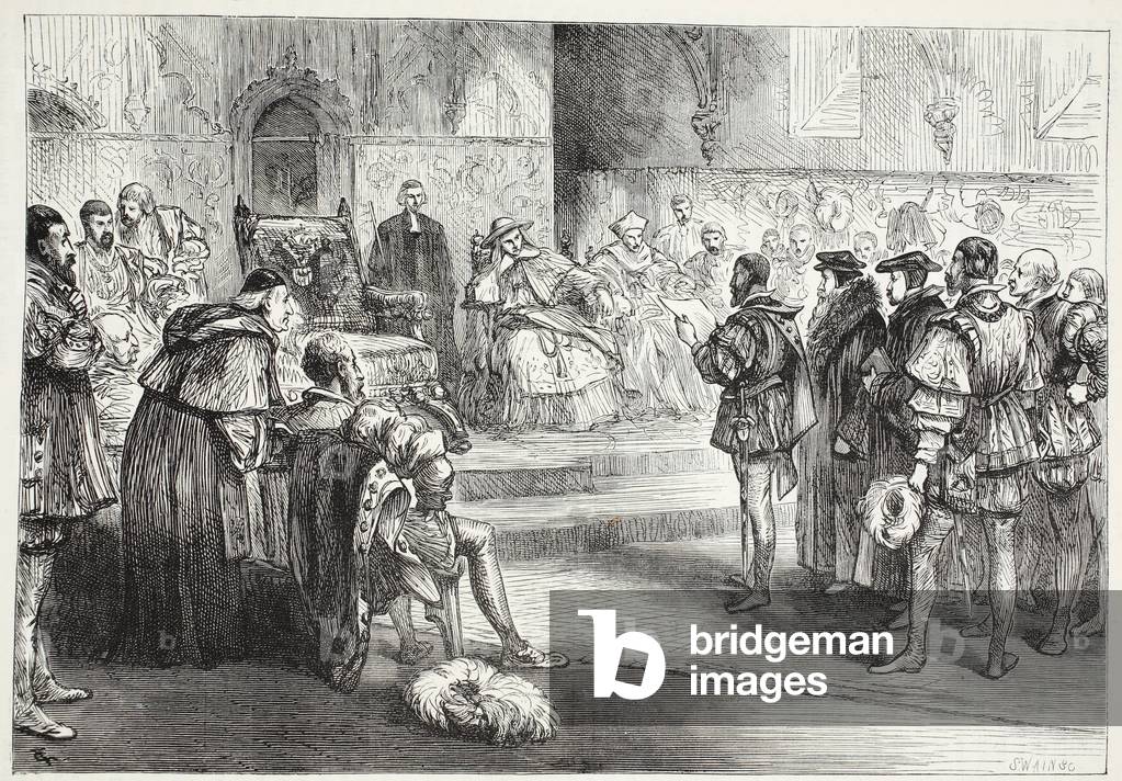 The Elector of Saxony Reading the Protest at the Diet of Spires, illustration from 'The History of Protestantism' by James Aitken Wylie (1808-1890), pub. 1878 (engraving)