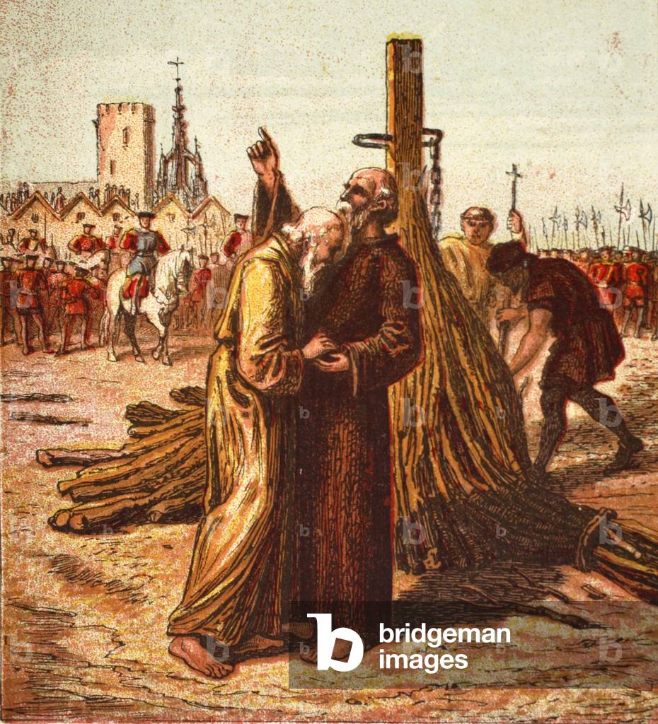 Death of Ridley and Latimer, pub. 1890 (colour lithograph)