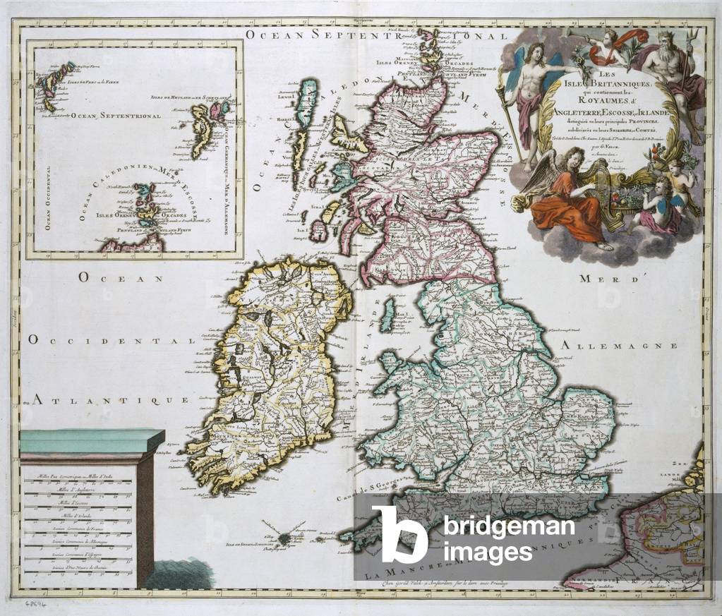 Map of Britain and Ireland (colour engraving)
