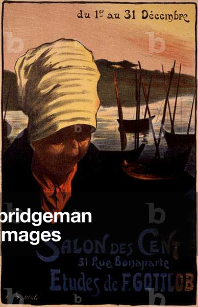 Reproduction of a poster advertising the 'Salon des Cent', Rue Bonaparte, Paris, 1898 (colour litho)